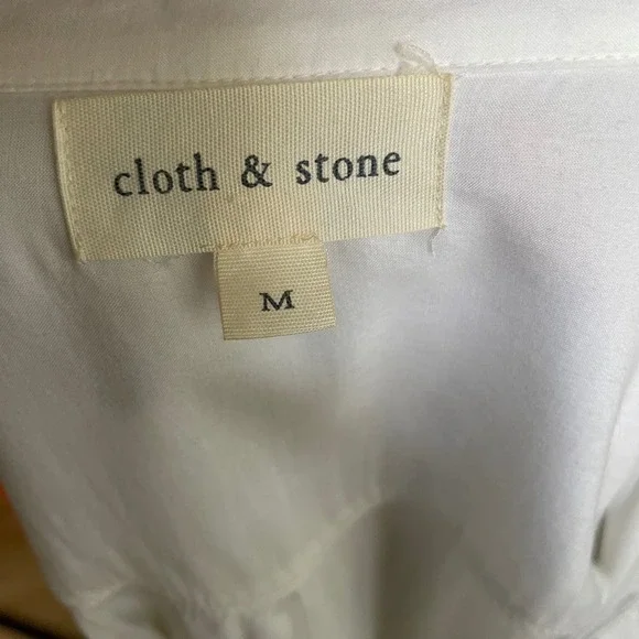 Cloth & Stone Tunic Top Long Sleeve Button Up Shirt White Casual Size M - Picture 2 of 5